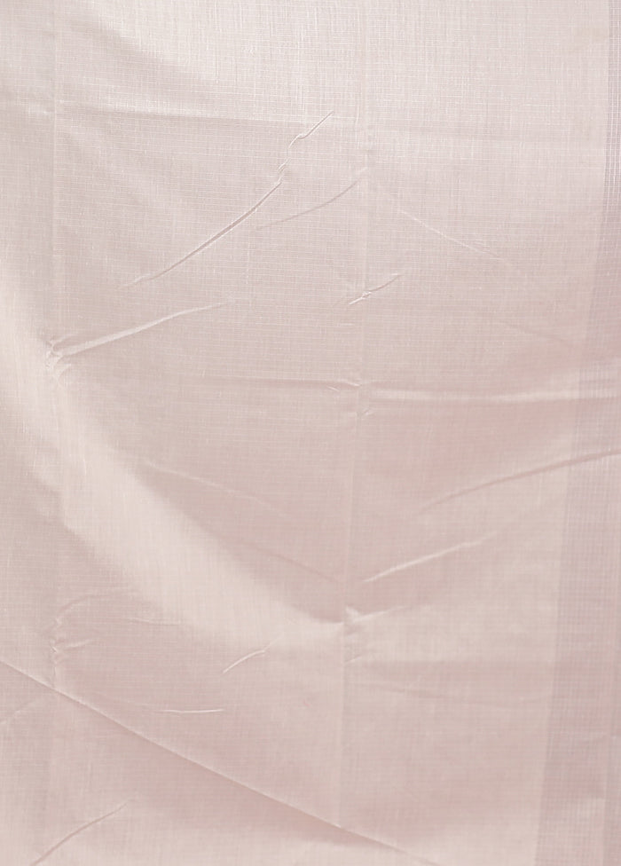 White Pure Cotton Saree With Blouse Piece