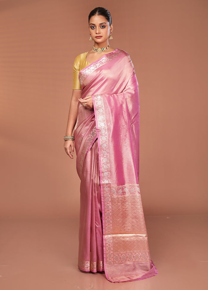 Pink Tissue Silk Saree With Blouse Piece