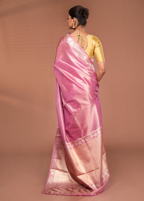 Pink Tissue Silk Saree With Blouse Piece