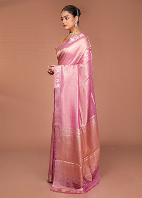 Pink Tissue Silk Saree With Blouse Piece