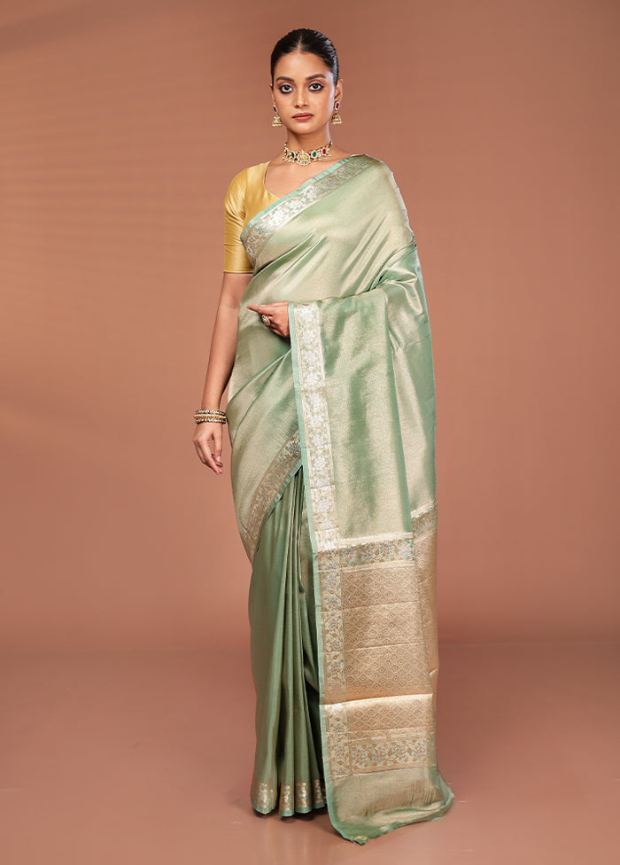 Green Tissue Silk Saree With Blouse Piece