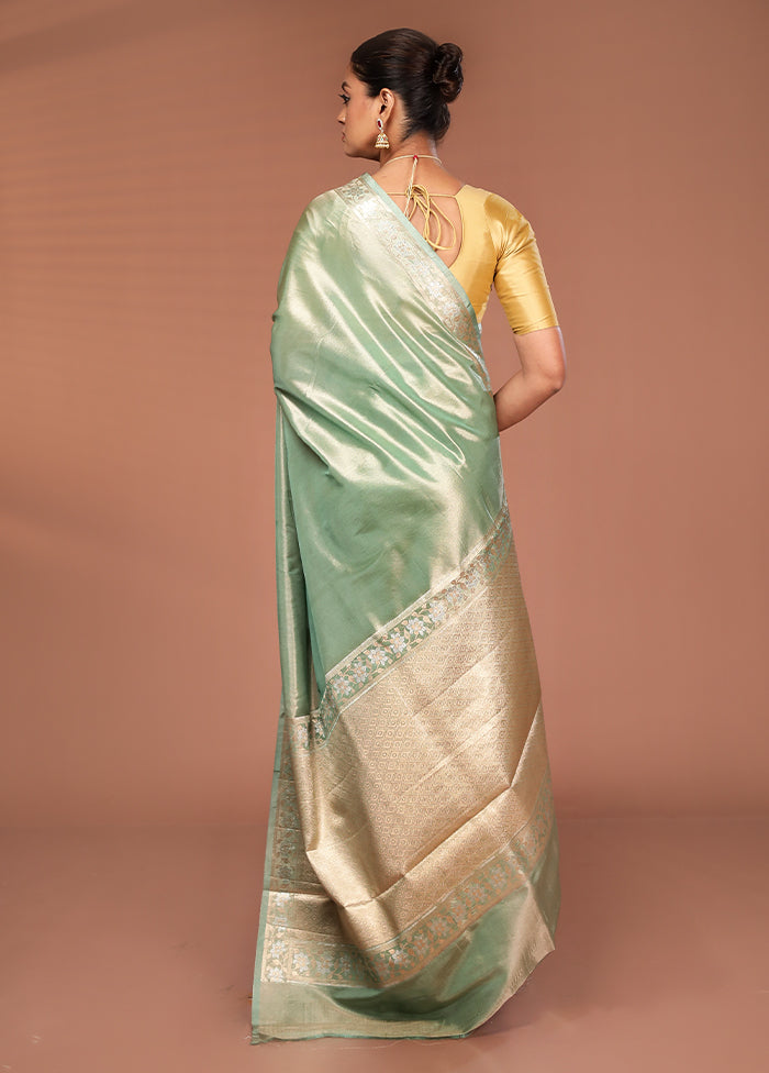 Green Tissue Silk Saree With Blouse Piece