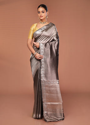 Grey Tissue Silk Saree With Blouse Piece