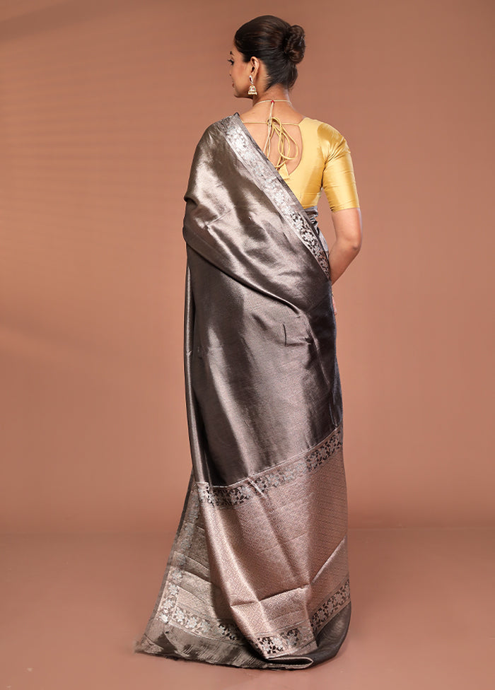 Grey Tissue Silk Saree With Blouse Piece