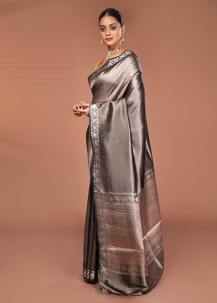 Grey Tissue Silk Saree With Blouse Piece