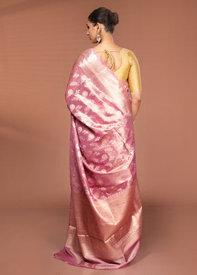Pink Tissue Silk Saree With Blouse Piece