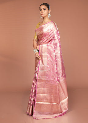 Pink Tissue Silk Saree With Blouse Piece