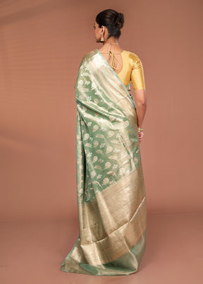 Green Tissue Silk Saree With Blouse Piece