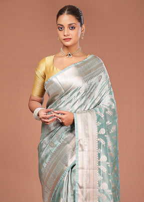 Green Tissue Silk Saree With Blouse Piece