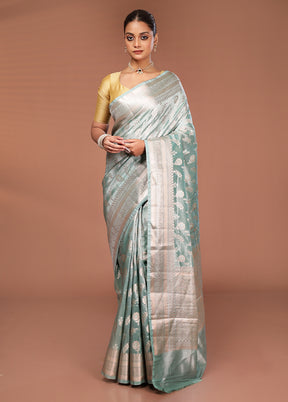 Green Tissue Silk Saree With Blouse Piece