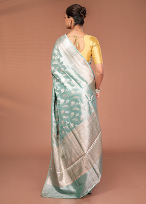 Green Tissue Silk Saree With Blouse Piece