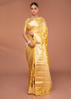 Yellow Tissue Silk Saree With Blouse Piece