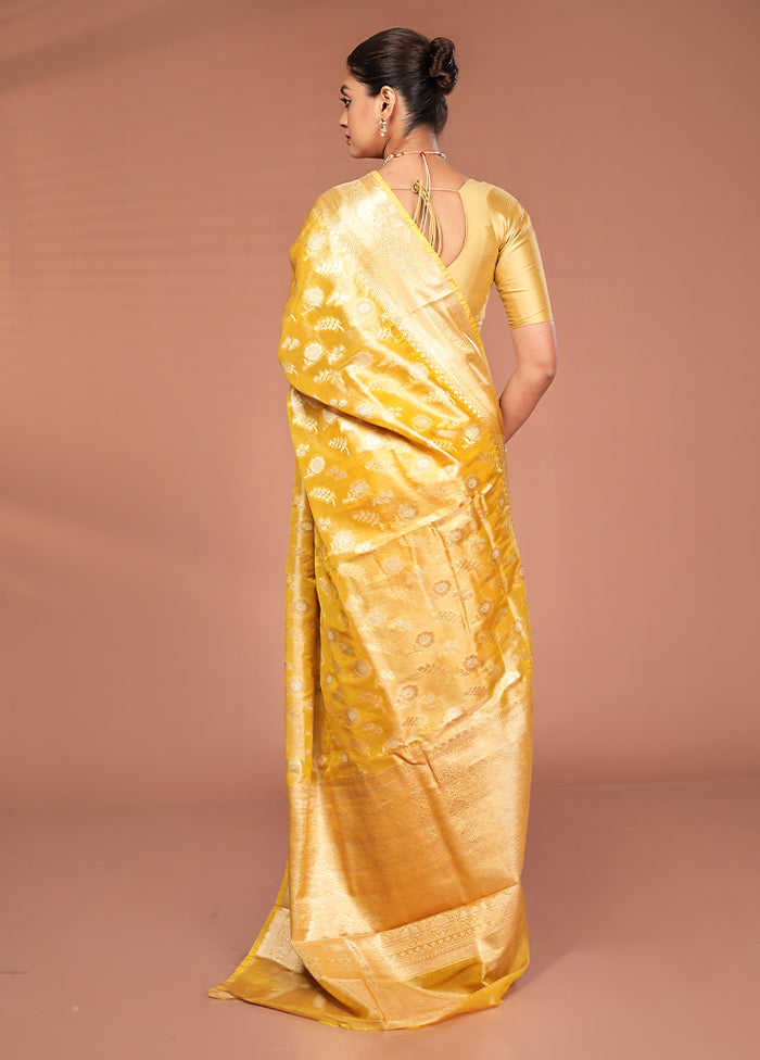 Yellow Tissue Silk Saree With Blouse Piece