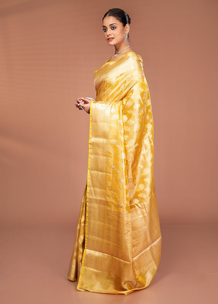 Yellow Tissue Silk Saree With Blouse Piece