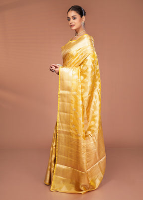 Yellow Tissue Silk Saree With Blouse Piece