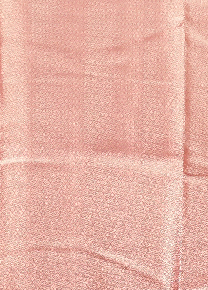 Peach Tissue Silk Saree With Blouse Piece