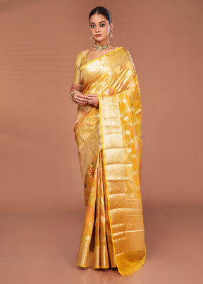 Yellow Tissue Silk Saree With Blouse Piece