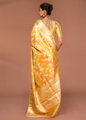 Yellow Tissue Silk Saree With Blouse Piece