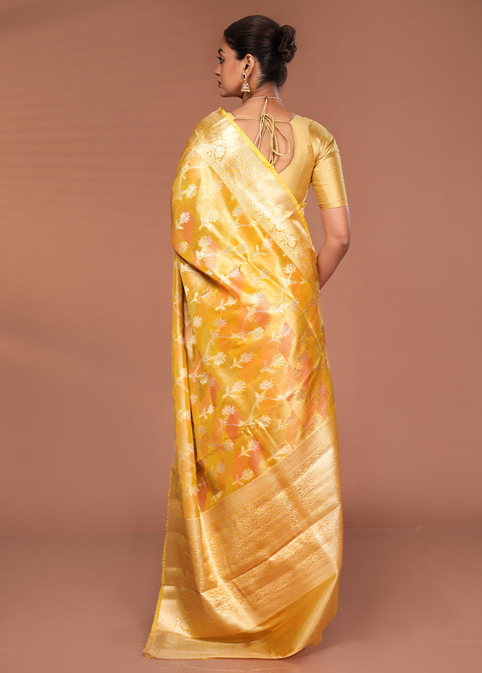 Yellow Tissue Silk Saree With Blouse Piece