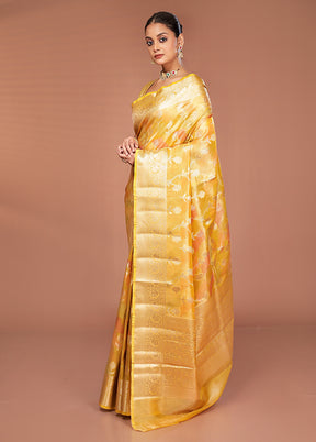 Yellow Tissue Silk Saree With Blouse Piece