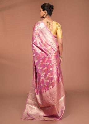 Pink Tissue Silk Saree With Blouse Piece