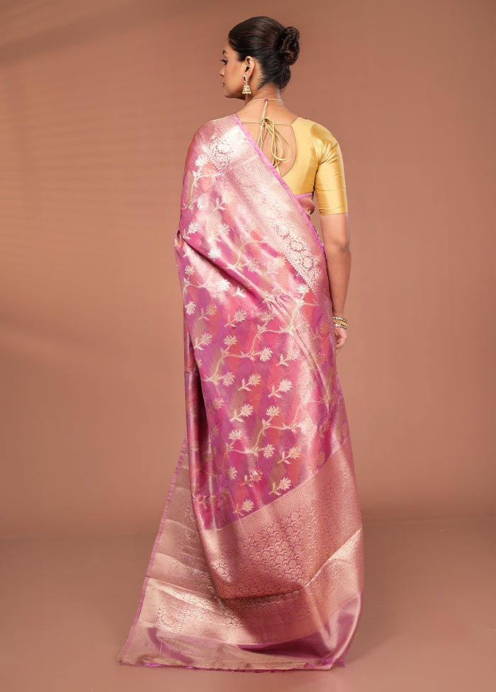 Pink Tissue Silk Saree With Blouse Piece