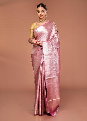 Pink Tissue Silk Saree With Blouse Piece
