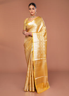 Yellow Tissue Silk Saree With Blouse Piece