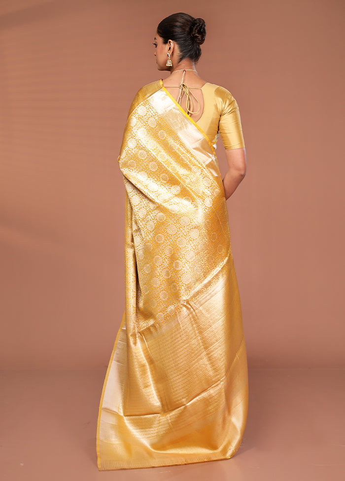 Yellow Tissue Silk Saree With Blouse Piece