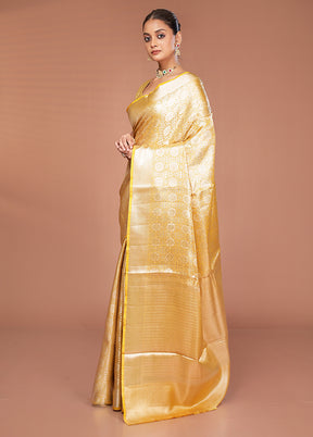 Yellow Tissue Silk Saree With Blouse Piece