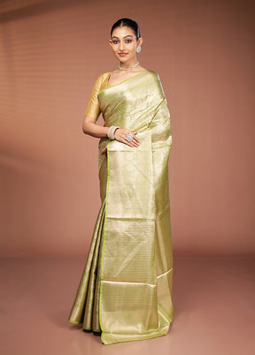 Green Tissue Silk Saree With Blouse Piece