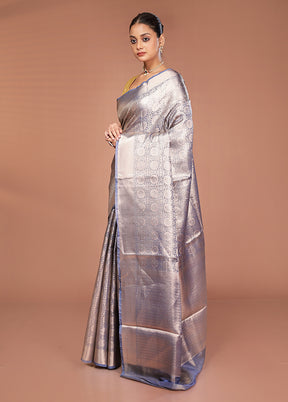 Grey Tissue Silk Saree With Blouse Piece
