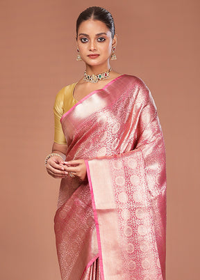 Pink Tissue Silk Saree With Blouse Piece