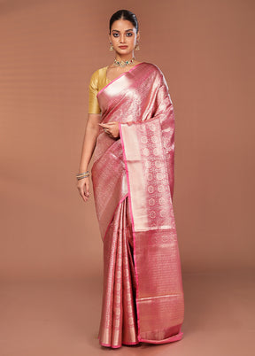 Pink Tissue Silk Saree With Blouse Piece