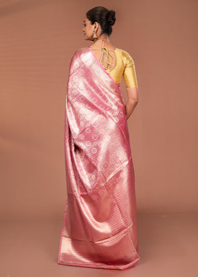 Pink Tissue Silk Saree With Blouse Piece