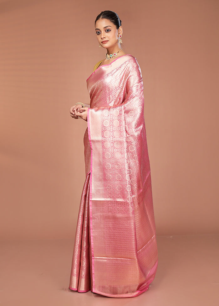 Pink Tissue Silk Saree With Blouse Piece