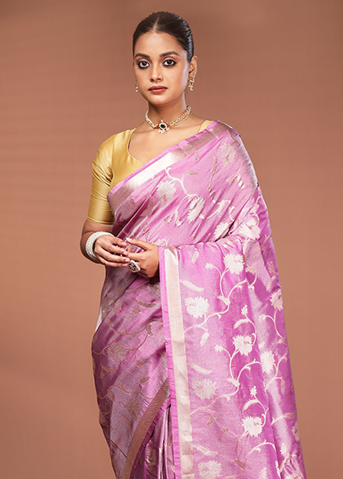 Pink Tissue Silk Saree With Blouse Piece
