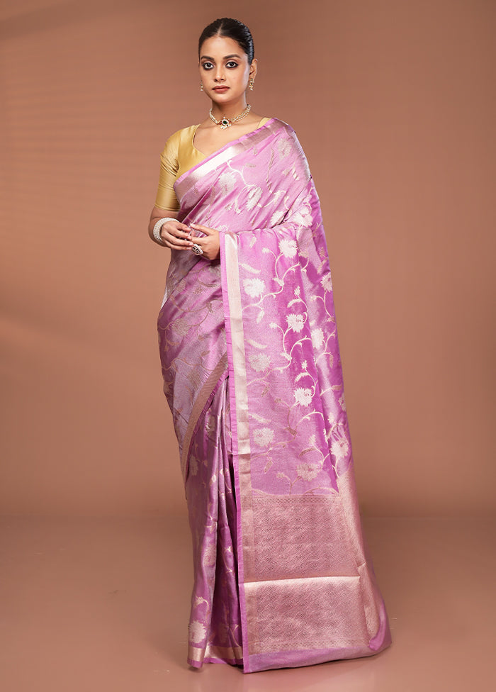 Pink Tissue Silk Saree With Blouse Piece