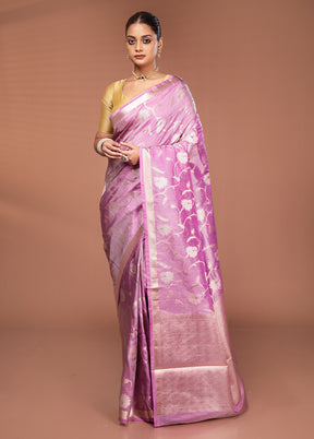 Pink Tissue Silk Saree With Blouse Piece