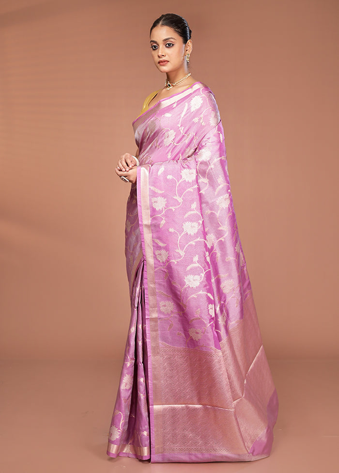 Pink Tissue Silk Saree With Blouse Piece