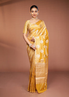 Yellow Tissue Silk Saree With Blouse Piece