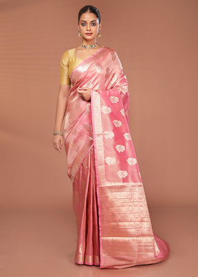 Pink Tissue Silk Saree With Blouse Piece