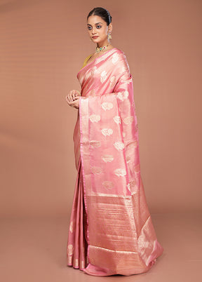 Pink Tissue Silk Saree With Blouse Piece