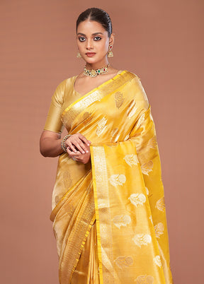 Yellow Tissue Silk Saree With Blouse Piece