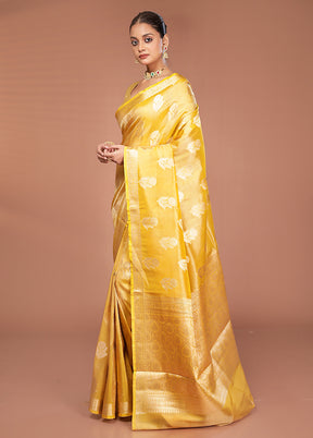 Yellow Tissue Silk Saree With Blouse Piece