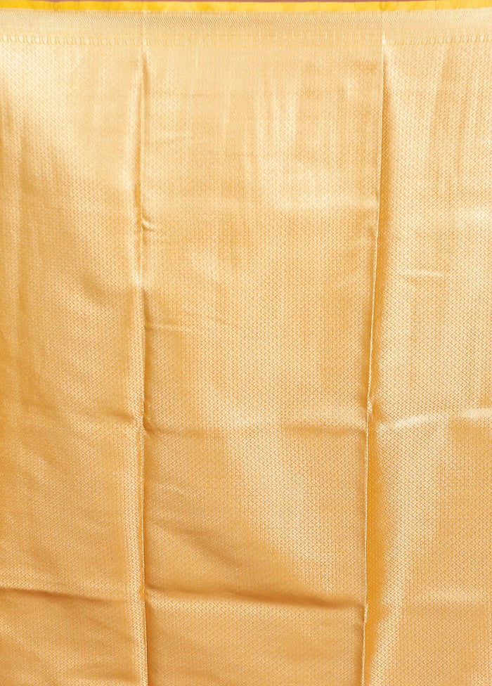 Yellow Tissue Silk Saree With Blouse Piece