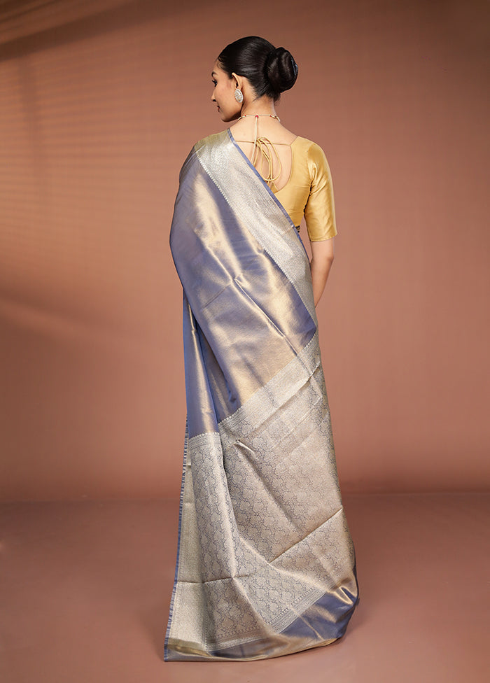 Grey Tissue Silk Saree With Blouse Piece