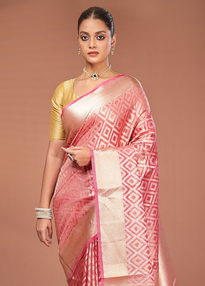 Pink Tissue Silk Saree With Blouse Piece