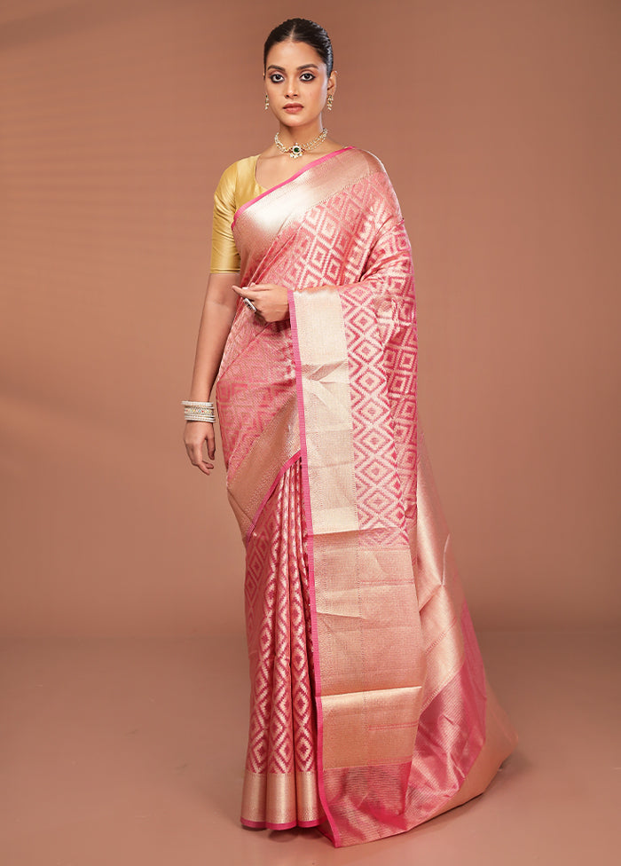 Pink Tissue Silk Saree With Blouse Piece