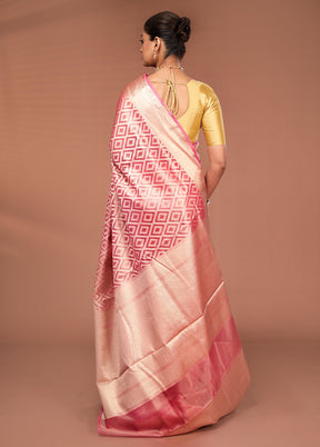 Pink Tissue Silk Saree With Blouse Piece